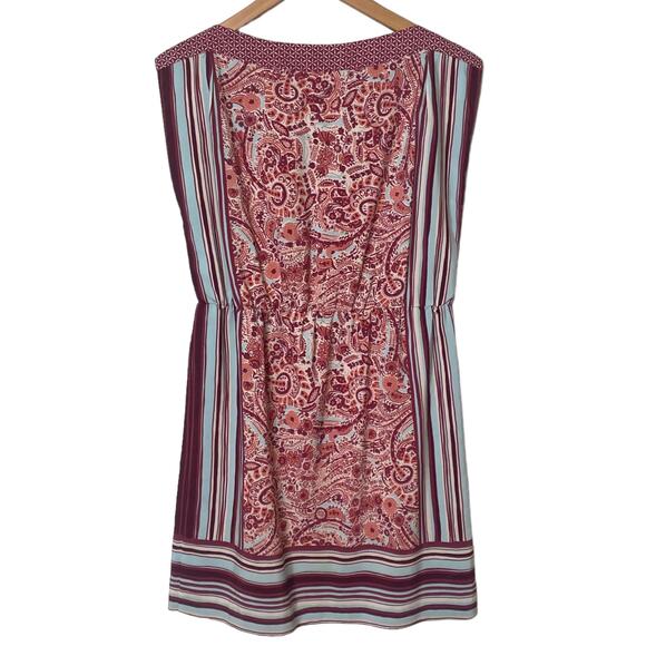 Loft Sleeveless Paisley and Stripes Dress with Cinched Waist Size S - Picture 6 of 10